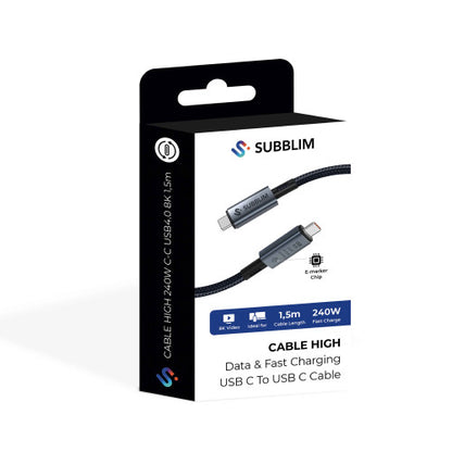 Cable USB 4.0 Tipo-C Subblim Cable High/ USB Tipo-C Macho - USB Tipo-C Macho/ Hasta 240W/ 1.5m/ Negro_6