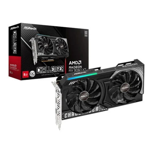 VGA ASROCK RX9060XT CL 8GO,AMD,RX9060XT,8GB,GDDR6,128BIT,2HDMI+2DP (2 VENTILADORES)_0