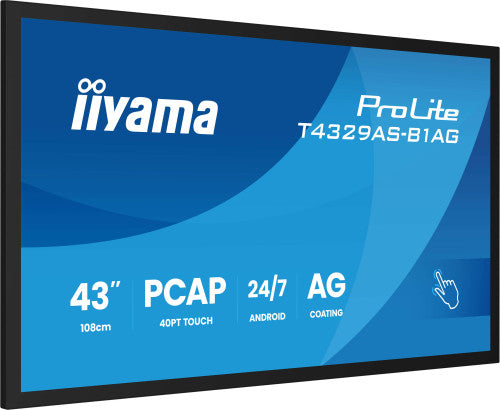 MONITOR IIYAMA 43" ALL-IN-ONE PCAP INTERACTIVE/ ANDROID 14 OS/ 3840 x 2160/ 450CD/MÂ² WITH TOUCH/ HDMI X2 + USB-C/RS-232C X1/ WiFi 5 - 2.4G / 5G/ RAM: 4GB, ROM: 32GB/ TOUCH THROUGH-GLASS (T4329AS-B1AG)_3