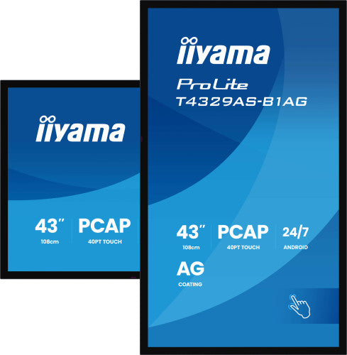 MONITOR IIYAMA 43" ALL-IN-ONE PCAP INTERACTIVE/ ANDROID 14 OS/ 3840 x 2160/ 450CD/MÂ² WITH TOUCH/ HDMI X2 + USB-C/RS-232C X1/ WiFi 5 - 2.4G / 5G/ RAM: 4GB, ROM: 32GB/ TOUCH THROUGH-GLASS (T4329AS-B1AG)_4