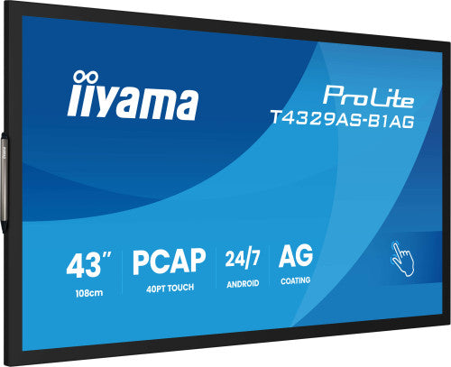 MONITOR IIYAMA 43" ALL-IN-ONE PCAP INTERACTIVE/ ANDROID 14 OS/ 3840 x 2160/ 450CD/MÂ² WITH TOUCH/ HDMI X2 + USB-C/RS-232C X1/ WiFi 5 - 2.4G / 5G/ RAM: 4GB, ROM: 32GB/ TOUCH THROUGH-GLASS (T4329AS-B1AG)_5