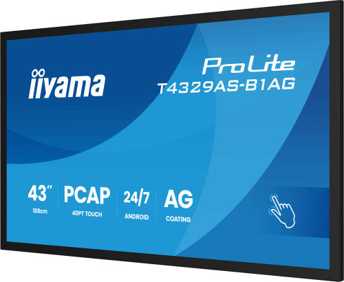 MONITOR IIYAMA 43" ALL-IN-ONE PCAP INTERACTIVE/ ANDROID 14 OS/ 3840 x 2160/ 450CD/MÂ² WITH TOUCH/ HDMI X2 + USB-C/RS-232C X1/ WiFi 5 - 2.4G / 5G/ RAM: 4GB, ROM: 32GB/ TOUCH THROUGH-GLASS (T4329AS-B1AG)_7