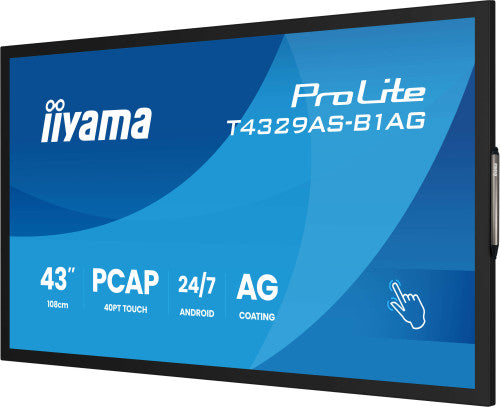 MONITOR IIYAMA 43" ALL-IN-ONE PCAP INTERACTIVE/ ANDROID 14 OS/ 3840 x 2160/ 450CD/MÂ² WITH TOUCH/ HDMI X2 + USB-C/RS-232C X1/ WiFi 5 - 2.4G / 5G/ RAM: 4GB, ROM: 32GB/ TOUCH THROUGH-GLASS (T4329AS-B1AG)_8