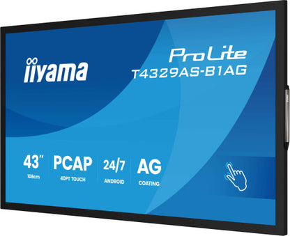 MONITOR IIYAMA 43" ALL-IN-ONE PCAP INTERACTIVE/ ANDROID 14 OS/ 3840 x 2160/ 450CD/MÂ² WITH TOUCH/ HDMI X2 + USB-C/RS-232C X1/ WiFi 5 - 2.4G / 5G/ RAM: 4GB, ROM: 32GB/ TOUCH THROUGH-GLASS (T4329AS-B1AG)_8