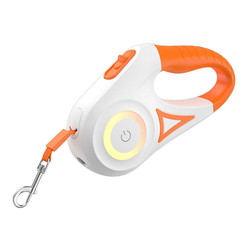 Rojeco Dog Automatic Leash LED 5 m (white and orange)_0