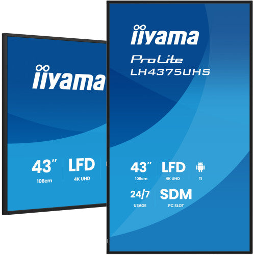 MONITOR IIYAMA 43" (LH4375UHS-B1AG) ANDROID 11 / 3844X2160 (4K UHD) / OPERACION 24/7 /500CD / LANDSC. Y PORTRAIT / 3XHDMI / DP / RJ45 / VESA 400X400 / ALTAVOCES 2X10W_4