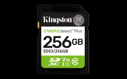 Kingston Technology 256 GB SDXC Canvas Select Plus Gen3 150 MB/s C10 UHS-I U1 V10_0