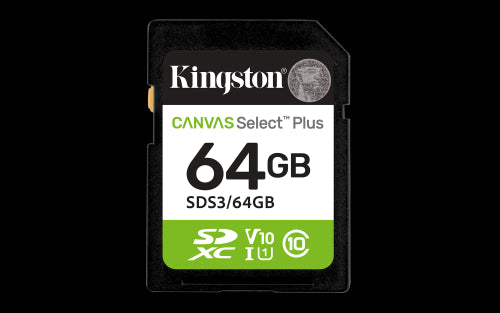 Kingston Technology 64 GB SDXC Canvas Select Plus Gen3 100 MB/s C10 UHS-I U1 V10_0