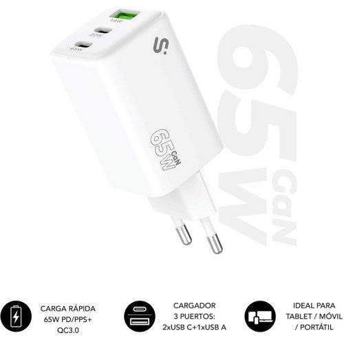 SUBBLIM CARGADOR GAN 65W CHARGER USB C+C+A_0