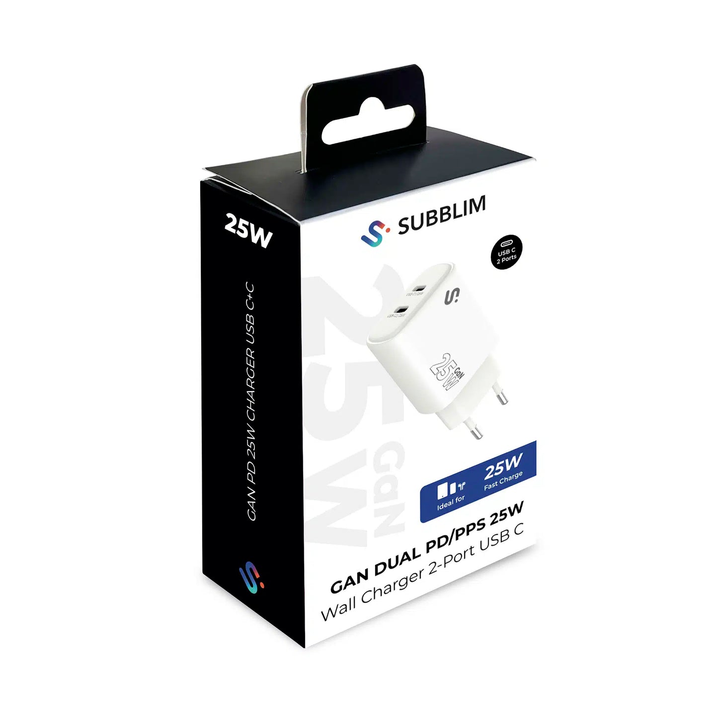 Cargador SUBBLIM / 25W / USB C+C / Preto / SUBCHG-6G2520_1