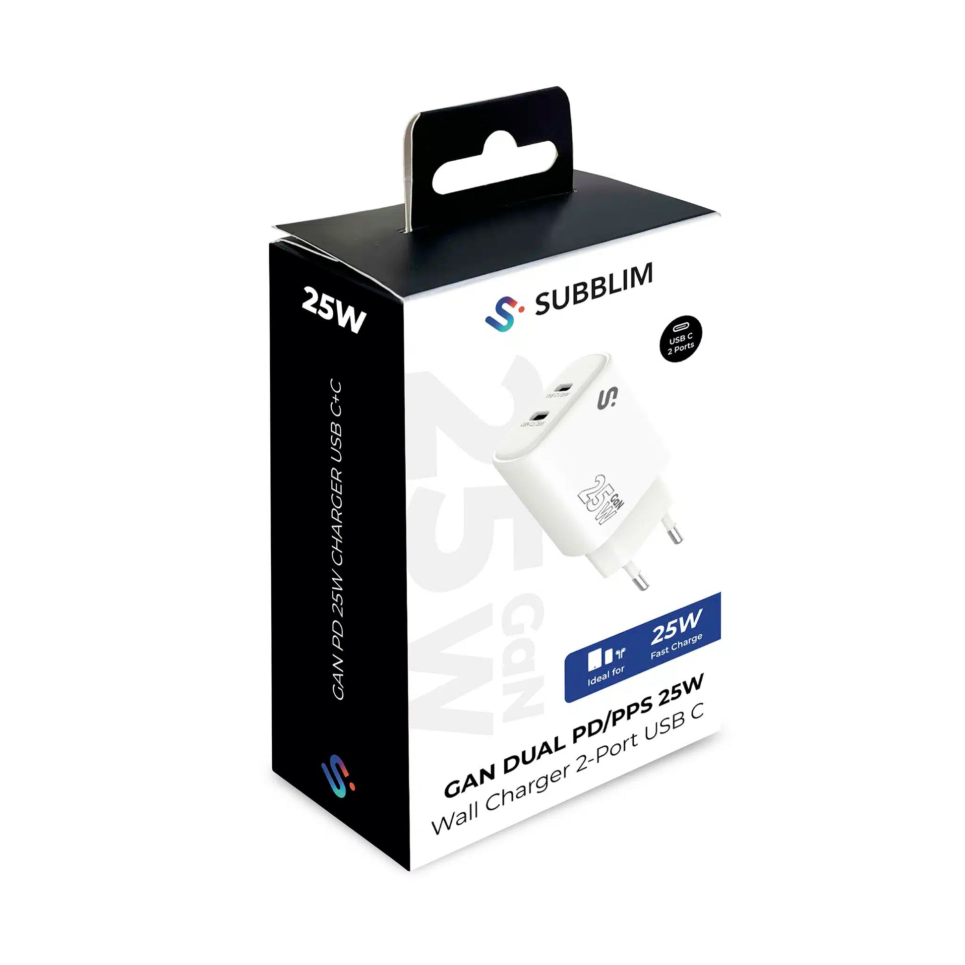 Cargador SUBBLIM / 25W / USB C+C / Preto / SUBCHG-6G2520_1