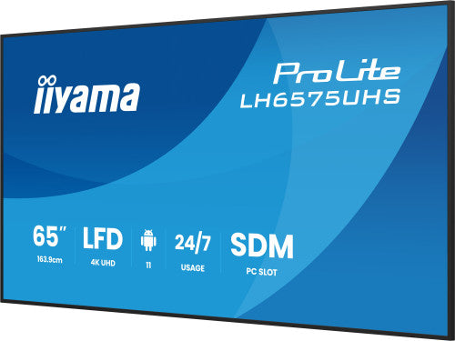 MONITOR IIYAMA 65" (LH6575UHS-B1AG)3840X2160, UHD IPS PANEL, OPERACION 24/7 500CD/M, LANDSCAPE PORTRAIT, SIGNAL FAILOVER, SPEAKERS 2X 10W, MULTIPLE INPUTS (DVI-I (VGA),HDMI 3X, DP-OUT ,USB 2.0 X2, WIFI, LAN, MEDIA PLAY USB PORT, CONTROL LAN/RS232_5