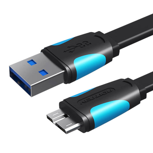 Flat USB 3.0 A to Micro-B cable Vention VAS-A12-B050 0.5m Black_1