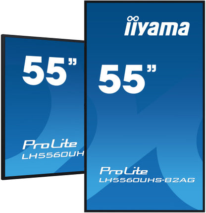 MONITOR IIYAMA 55" UHD, 500CD/M2, LANDSCAPE PORTRAIT, MM 2X 10W, 3X HDMI, USB 2.0 X2, WIFI, LAN, MEDIA PLAY USB, CONTROL LAN / RS232C, IISIGNAGE2 (CMS/DMS), E-SHARE,ANDROID 11 OS, 24/7,VESA MOUNT 300X400(SOPORTE PARED INCLUIDO) (LH5560UHS-B2AG)_0