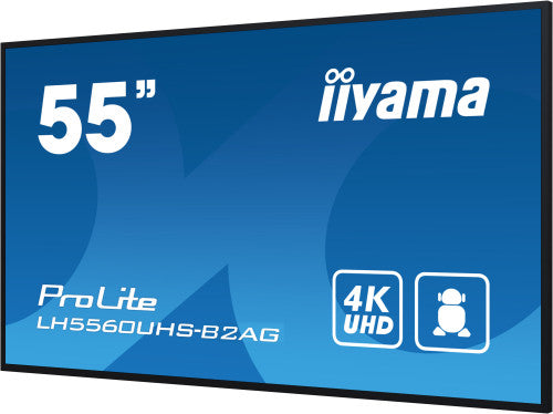 MONITOR IIYAMA 55" UHD, 500CD/M2, LANDSCAPE PORTRAIT, MM 2X 10W, 3X HDMI, USB 2.0 X2, WIFI, LAN, MEDIA PLAY USB, CONTROL LAN / RS232C, IISIGNAGE2 (CMS/DMS), E-SHARE,ANDROID 11 OS, 24/7,VESA MOUNT 300X400(SOPORTE PARED INCLUIDO) (LH5560UHS-B2AG)_5