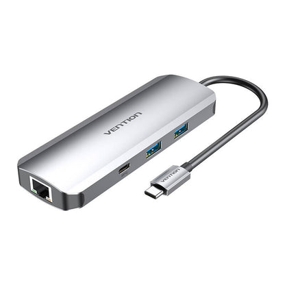 Docking USB Tipo-C Vention TOMHB/ 1xHDMI/ 2xUSB/ 1xUSB Tipo-C/ 1xUSB Tipo-C PD/ 1xRJ45/ 1xLector Tarjetas SD y MicroSD/ Jack 3.5/ Gris_1