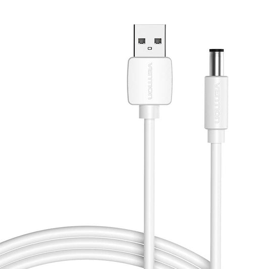 Power Cable USB 2.0 to DC 5.5mm Barrel Jack 5V Vention CEYWG 1,5m (white)_0