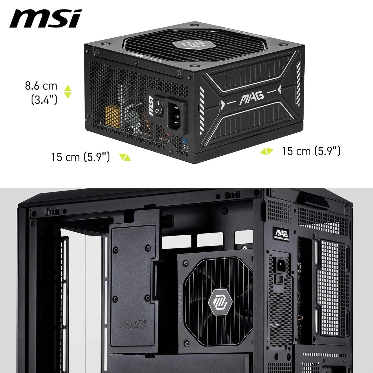 FUENTE ALIMENTACION MSI MAG A750GLS PCIE5,PSU,750W,80 PLUS GOLD,MODULAR,120MM,ACTIVE PFC,PCI-E 5.0 (16 PIN)X1,PCI-E (6+2 PIN)X4,SATA (15 PIN)X5_1