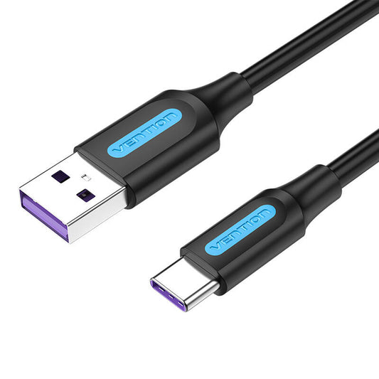 USB 3.0 A to USB-C Cable Vention COZBD 3A 0.5m Black PVC_0