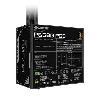 GIGABYTE P650G PCIE 5.1 Fuente de alimentación – PCIe 5.1, 80 PLUS Silver, ventilador de 120mm, compatible con ATX 3.1, enchufe EU_4