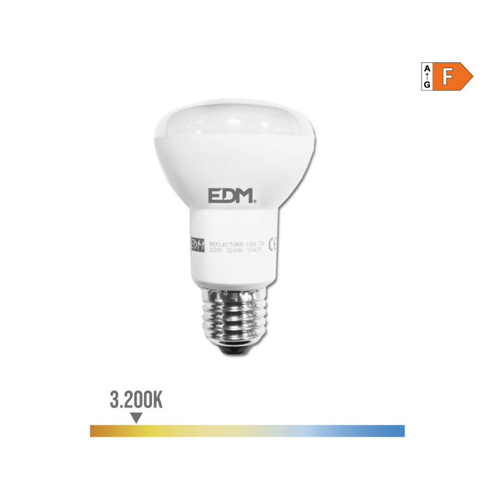 LÃ¢mpada reflectora led r63 e27 7w 600lm 3200k luz quente Ã¸6,3x10,2cm edm_0
