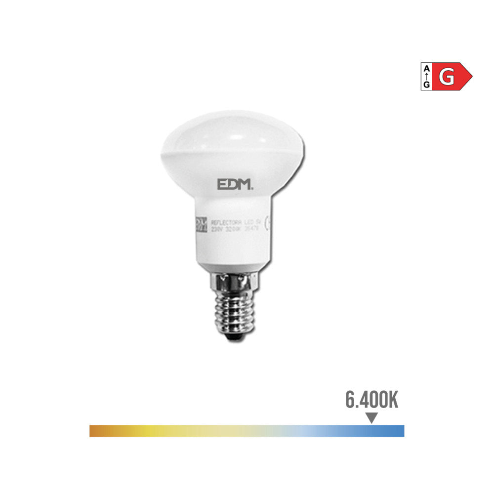LÃ¢mpada refletora led r50 e14 5w 400lm 6400k luz fria Ã¸50x86mm edm_0