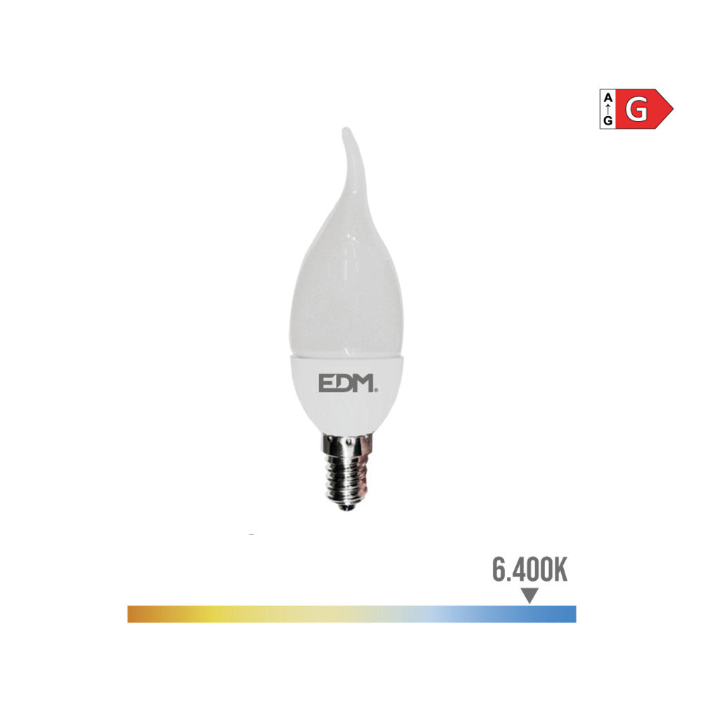 LÃ¢mpada vela bohemia led e14 5w 400lm 6400k luz fria Ã¸3,5x12cm_0