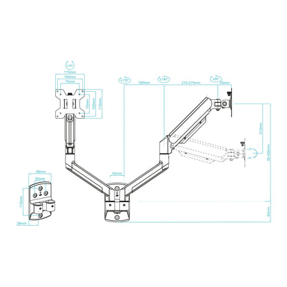 TooQ LP1434TNR-B soporte para monitor 86,4 cm (34") Escritorio Blanco_5
