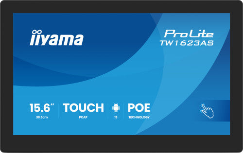 IIYAMA 15,6" PANEL-PC ANDROID 13+GMS, SOC QUAD-CORE RK3568 4GB, 32GB, 10-POINTS TOUCH, 1920X1080, IPS , SPEAKERS, MIC , POE, WIFI, BT5.2, MICRO-SD SLOT, HDMI-OUT, 3X USB, 385CD/M2, CABLE COVER, IISIGNAGE2 SUPPORTED (TW1623AS-B3P)_1
