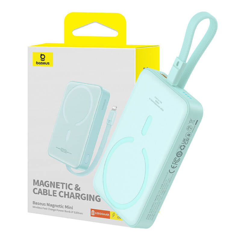 Baseus Magnetic Mini MagSafe 10000mAh 20W powerbank with built-in Lightning cable - blue + Baseus Simple Series USB-C - USB-C 60W 0.3m cable_0