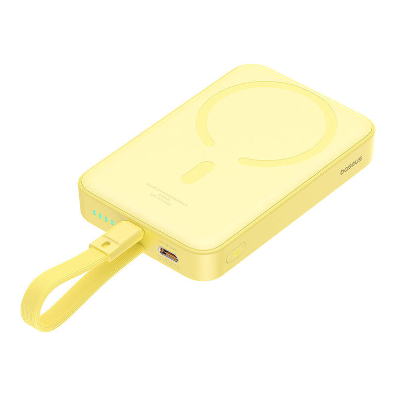 Baseus Magnetic Mini MagSafe 10000mAh 20W powerbank with built-in Lightning cable - yellow + Baseus Simple Series USB-C - USB-C 60W 0.3m cable_7
