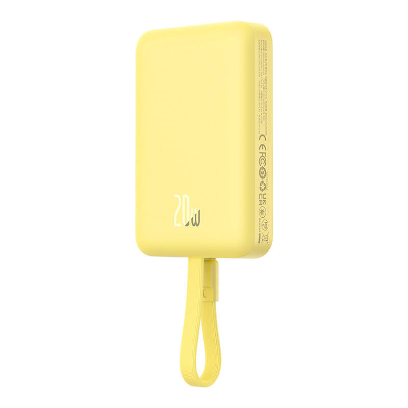 Baseus Magnetic Mini MagSafe 10000mAh 20W powerbank with built-in Lightning cable - yellow + Baseus Simple Series USB-C - USB-C 60W 0.3m cable_9