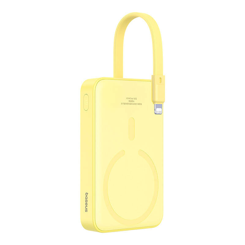 Baseus Magnetic Mini MagSafe 10000mAh 20W powerbank with built-in Lightning cable - yellow + Baseus Simple Series USB-C - USB-C 60W 0.3m cable_10