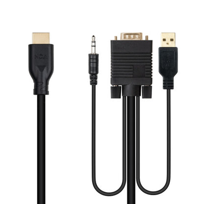 Cable Conversor Nanocable 10.15.4612/ HDMI Macho - VGA Macho/ Jack 3.5 Macho/ USB Macho/ 1.8m/ Negro_2