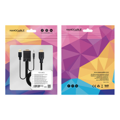 Cable Conversor Nanocable 10.15.4612/ HDMI Macho - VGA Macho/ Jack 3.5 Macho/ USB Macho/ 1.8m/ Negro_6