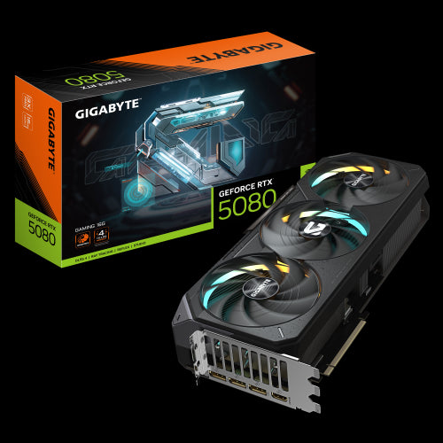 GIGABYTE GeForce RTX 5080 GAMING 16G Tarjeta GrÃ¡fica - 16GB GDDR7, 256 bits, PCI-E 5.0, 2617MHz Core Clock, 3 x DisplayPort, 1 x HDMI, NVIDIA DLSS 4, GV-N5080GAMING-16GD_0
