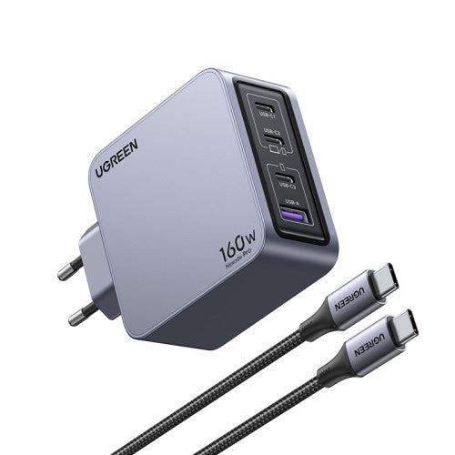 Carregador UGREEN Nexode Pro 160W GaN com Cabo USB-C / Preto / 25877_0