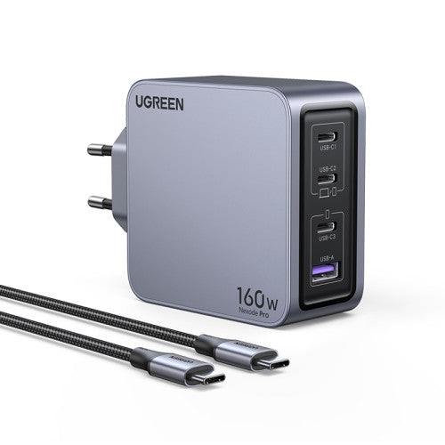 Carregador UGREEN Nexode Pro 160W GaN com Cabo USB-C / Preto / 25877_1