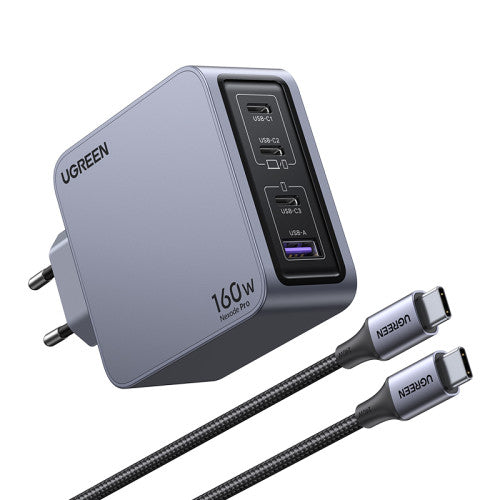 Carregador UGREEN Nexode Pro 160W GaN com Cabo USB-C / Preto / 25877_3