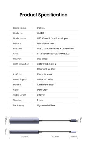 Hub USB-C UGREEN 6-em-1 / Preto / 10919_7
