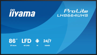 iiyama LH8664UHS-B3AG pantalla de seÃ±alizaciÃ³n Pantalla plana para seÃ±alizaciÃ³n digital 2,17 m (85.6") Wifi 450 cd / mÂ² 4K Ultra HD Negro Procesador incorporado Android 24/7_1