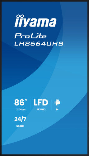 iiyama LH8664UHS-B3AG pantalla de seÃ±alizaciÃ³n Pantalla plana para seÃ±alizaciÃ³n digital 2,17 m (85.6") Wifi 450 cd / mÂ² 4K Ultra HD Negro Procesador incorporado Android 24/7_2