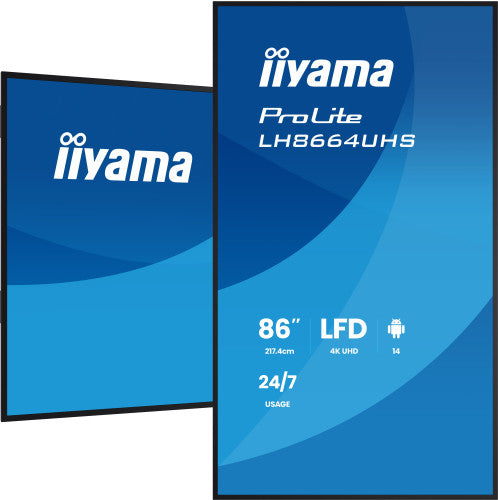 iiyama LH8664UHS-B3AG pantalla de seÃ±alizaciÃ³n Pantalla plana para seÃ±alizaciÃ³n digital 2,17 m (85.6") Wifi 450 cd / mÂ² 4K Ultra HD Negro Procesador incorporado Android 24/7_4
