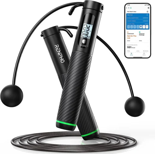 RENPHO SMART JUMP ROPE - ADDITIONAL CORDLESS OPTION - BLACK_0