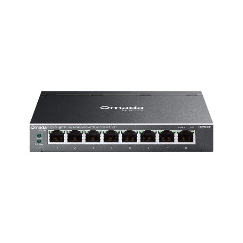 TP-Link Omada ES208GP switch Gestionado L2 Gigabit Ethernet (10/100/1000) EnergÃ­a sobre Ethernet (PoE) DIN rail Negro_1