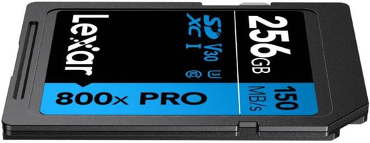 LEXAR 256GB PROFESSIONAL 800X PRO SDXC UHS-I CARDS,  UP TO 150MB/S READ 45MB/S WRITE C10 V30 U3_0