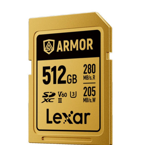 LEXAR 512GB PROFESSIONAL ARMOR GOLD SDXC UHS-II CARDS,  UP TO 280MB/S READ 210MB/S WRITE C10 V60 U3,STAINLESS STEEL CASING, IP68_0