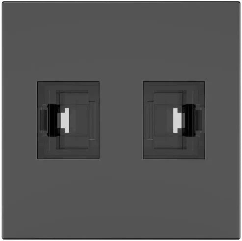 KRAMER ROOM CONNECTIVITY PASSIVE BLACK MODULE WITH 2 RJ45 PORTS INPUT. 2 FEMALE OUTPUT CAT6A- MD-2RJ45(B) (80-000373)_0