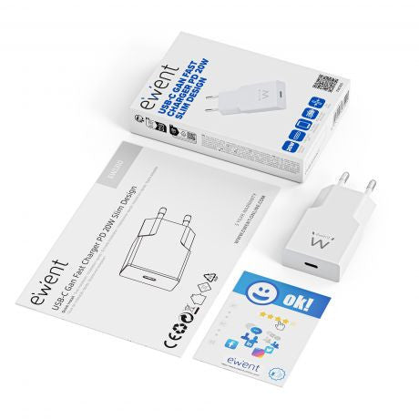 Ewent Cargador RÃ¡pido USB-C PD de 20W con TecnologÃ­a GaN y DiseÃ±o Ultrafino_1
