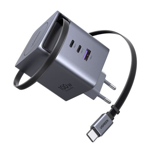 Wall Charger UGREEN X616 (65828), 100W, 5A, 1 x USB-A - 3 x USB-C, with USB-C Cable, Grey _0
